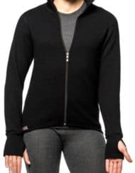 photo of Woolpower 600 full zip jacket black merino wool