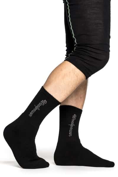 photo of Woolpower 400 logo socks in black colour