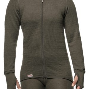 photo of Woolpower 600 full zip jacket pine green merino wool