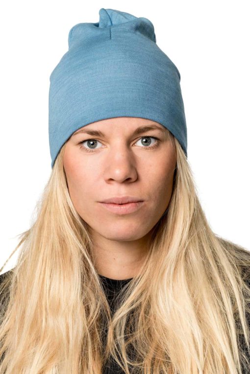 photo of Woolpower beanie lite in nordic blue colour