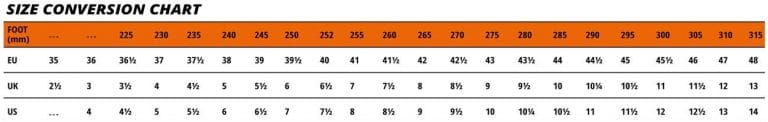 Crispi size chart EU UK US