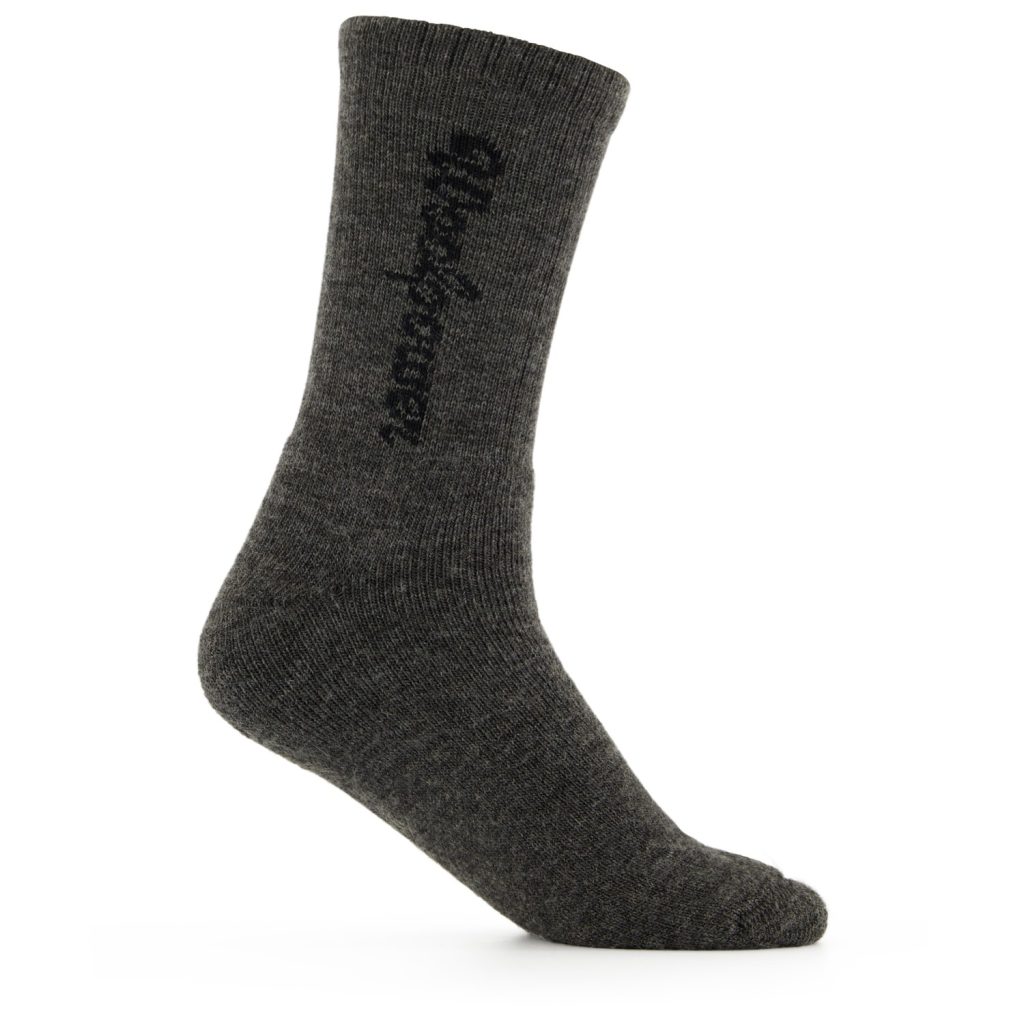 photo of Woolpower 400 logo socks grey