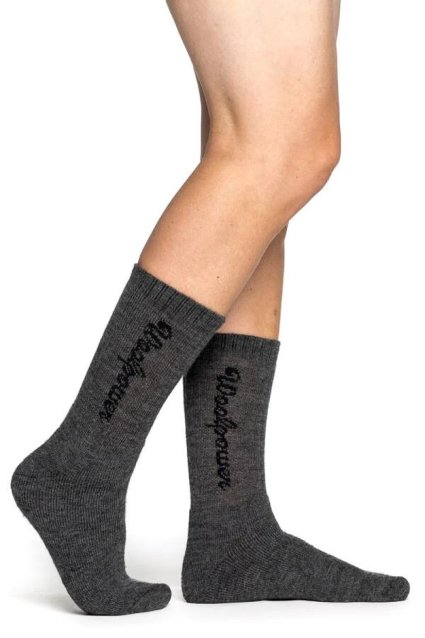 photo of Woolpower 400 logo socks grey