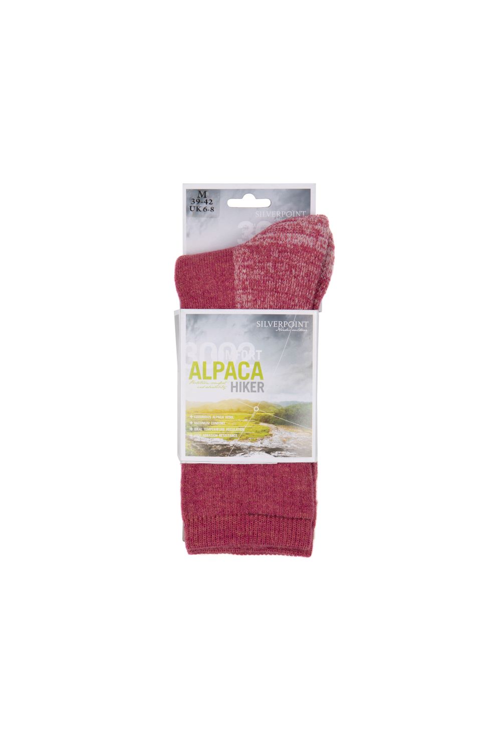 photo of Silverpoint Alpaca Merino Hiker sock raspberry