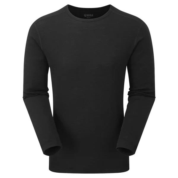 photo of Keela mens merino long sleeve round neck top black