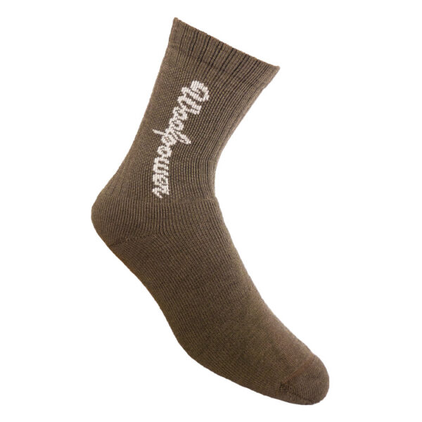 photo of Woolpower 8424 logo sock 400 pine green