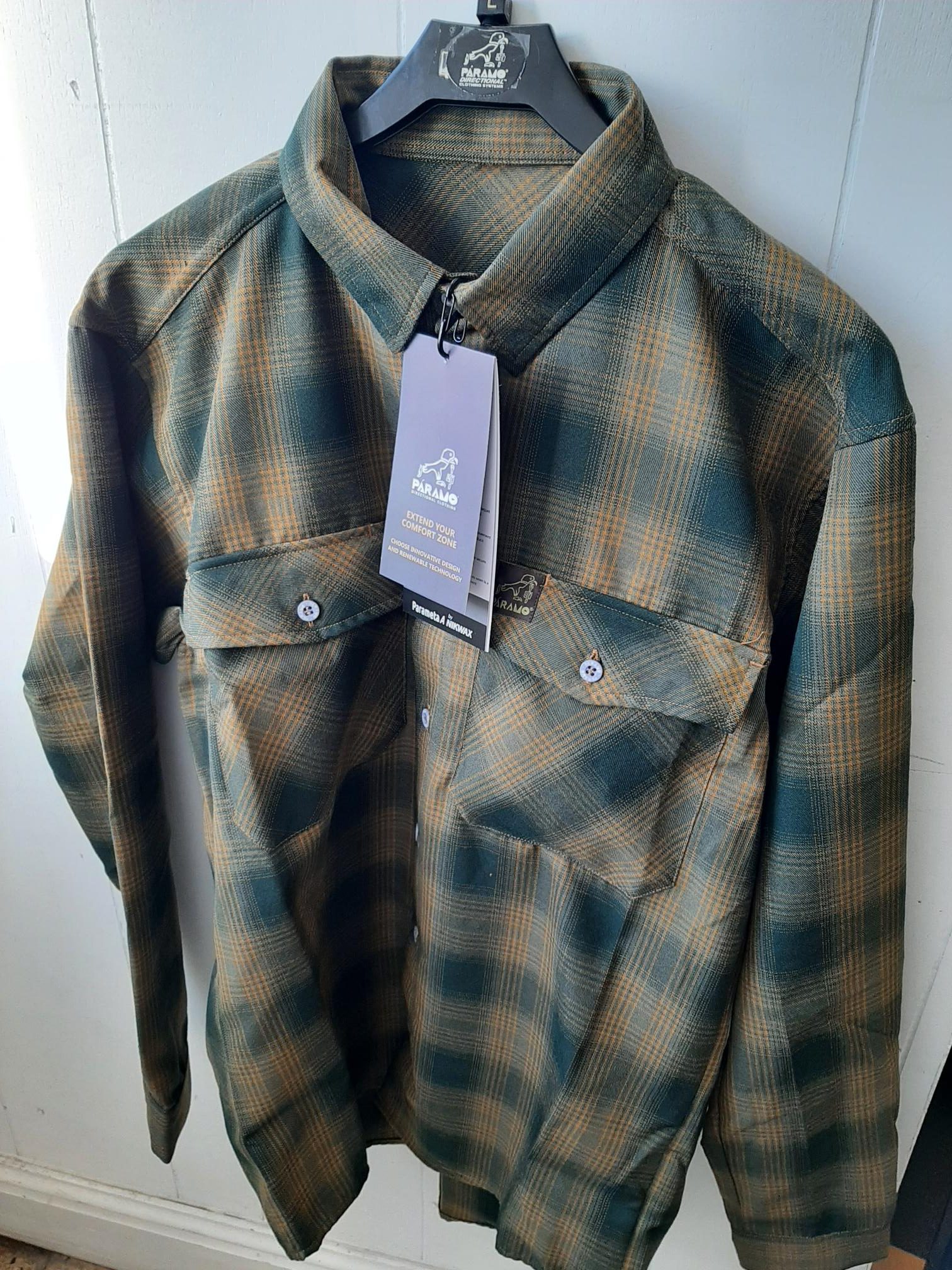 photo of Paramo mens katla shirt moss plaid check