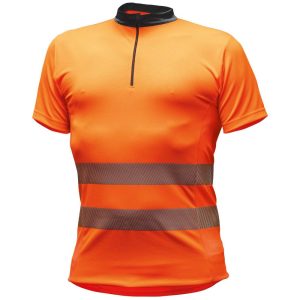 Pfanner Zip Neck Shirt Short Sleeve - hi viz orange