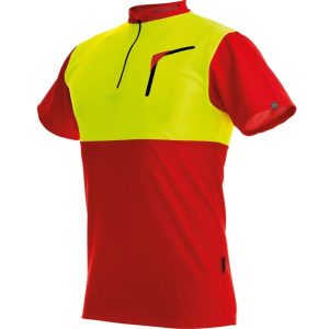 Pfanner Zip Neck Shirt Short Sleeve - red/neon yellow